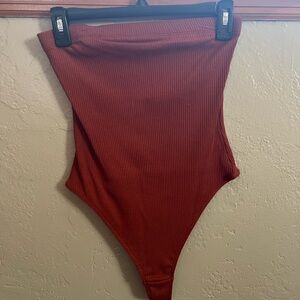 Urban Outfitters Rust Ribbed Bodysuit